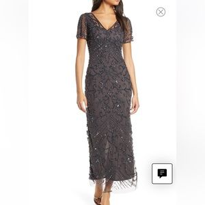 Pisarro Nights Beaded Mesh Column Gown